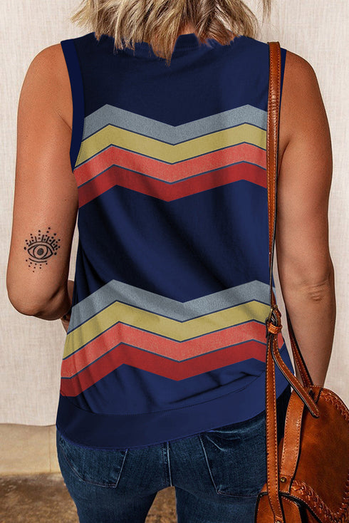 Crew Neck Floral Leopard Print Tank Top